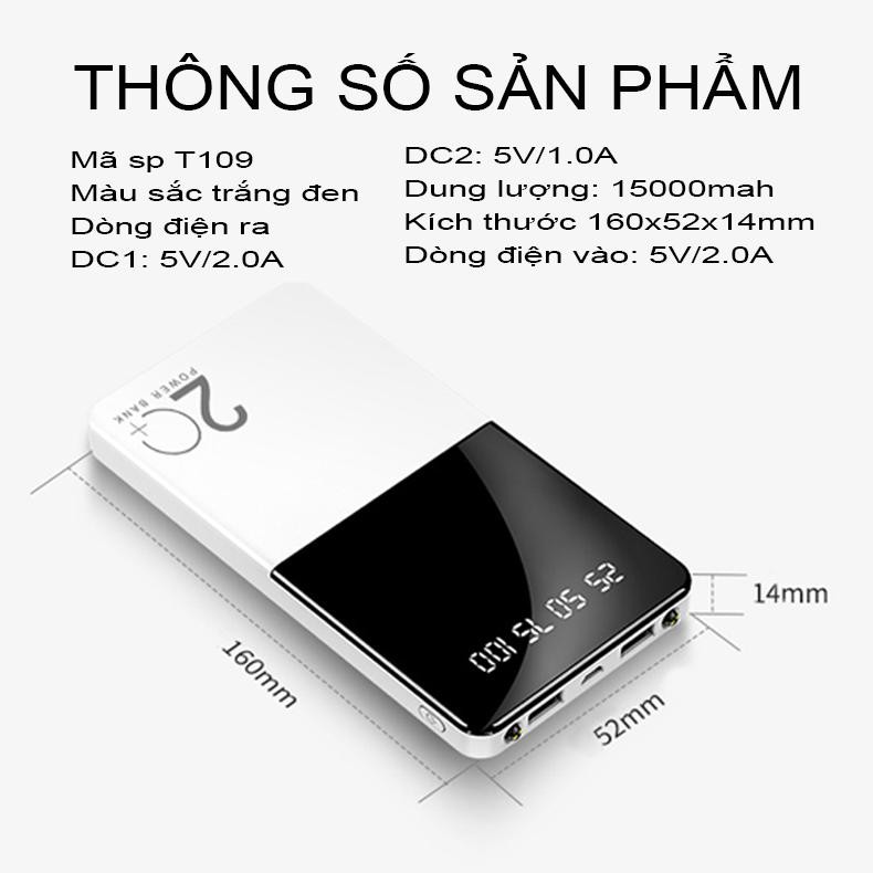 Sạc dự phòng BunBea 15000mAh Dẹp T109