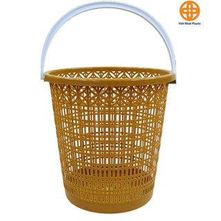 sọt rác nhựa giả mây có quai xách