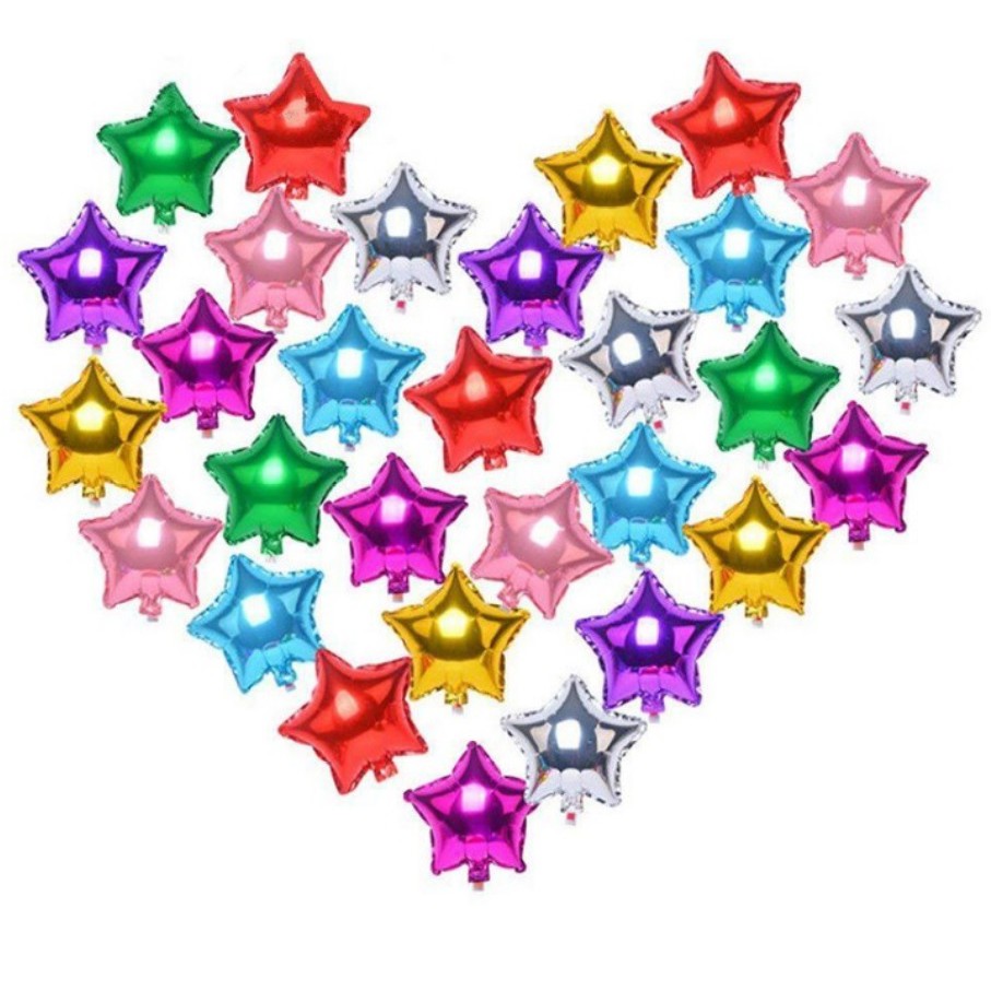 Set 5 Bóng Bay Hình Trái Tim Ngôi Sao 10&quot; Trang Trí Tiệc Sinh Nhật Dễ Thương