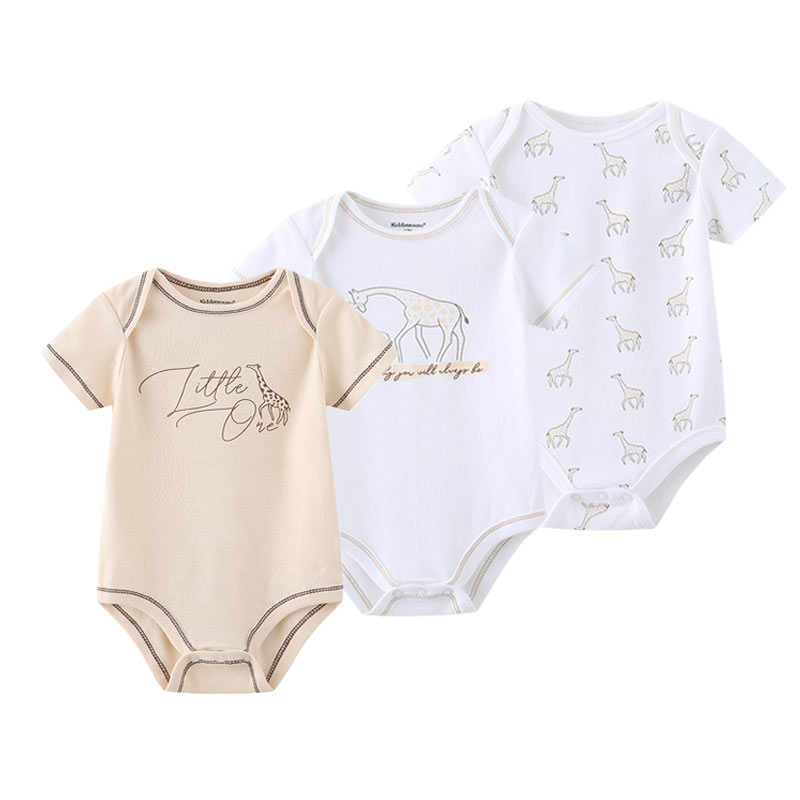 Set 3 áo liền quần vải cotton mỏng thời trang mùa hè dành cho trẻ sơ sinh