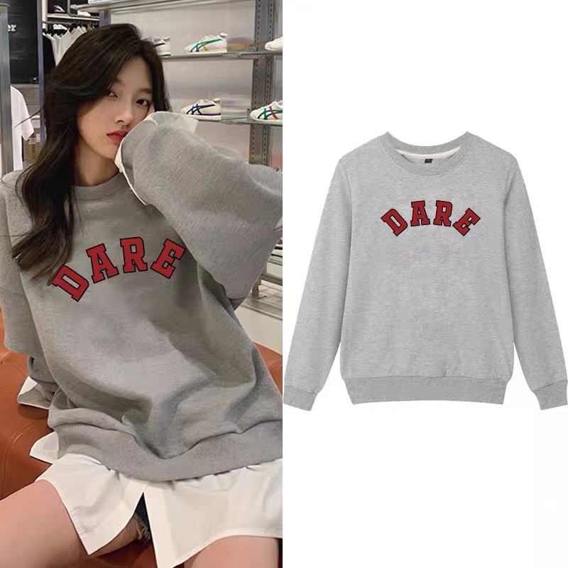 Ao nỉ  sweater in hình Dare unisex form rộng áo nỉ in hình phong cách hàn quốc áo sweater ulzzang