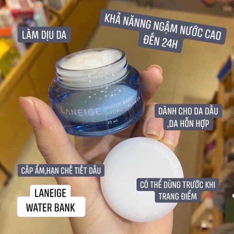 (chính hãng) Kem Dưỡng Da #Laneige 𝐖𝐚𝐭𝐞𝐫 𝐁𝐚𝐧𝐤 Hydro Cream EX & 𝐌𝐨𝐢𝐬𝐭𝐮𝐫𝐞 𝐂𝐫𝐞𝐚𝐦 𝐄𝐗 (mini #20ml)