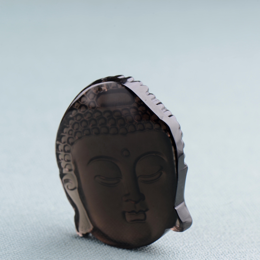 Thời Trang Dây Chuyền Mặt Hình Đầu Phật Bằng Đá Obsidian Tự Nhiên