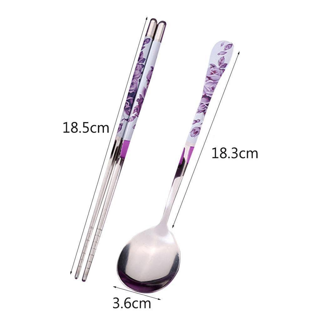 Bộ Đũa Muỗng Bằng Thép Không Gỉ Phong Cách Hàn Quốc