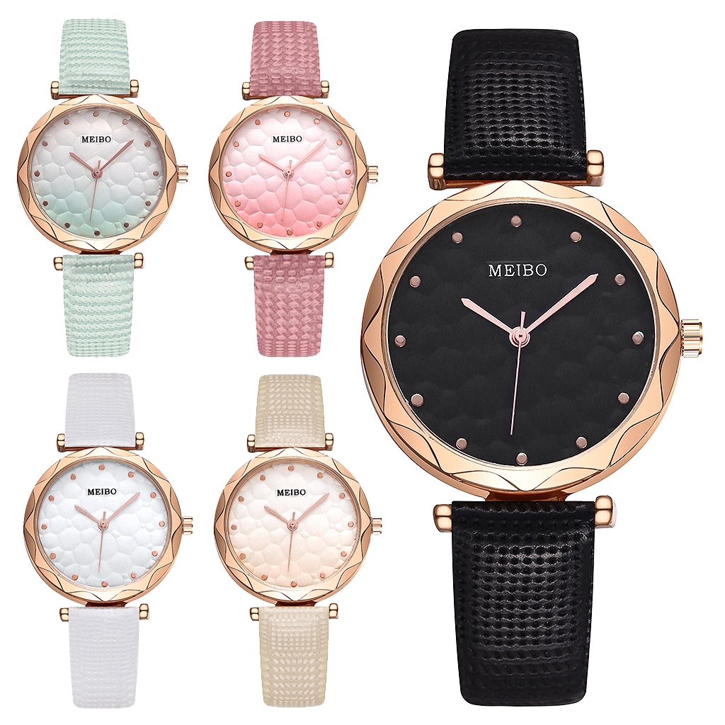 Đồng hồ đeo tay thạch anh dây da màu gradient thời trang cho nữ | WebRaoVat - webraovat.net.vn