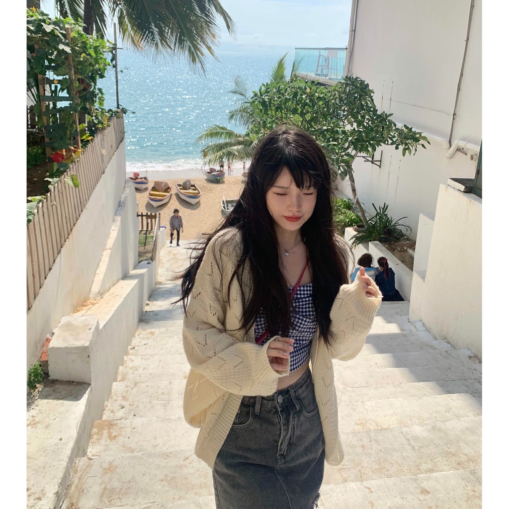 Áo Khoác Cardigan Dệt Kim Mỏng Nhẹ Chống Nắng Màu Sắc Ngọt Ngào Phong Cách Hàn Quốc Cho Nữ