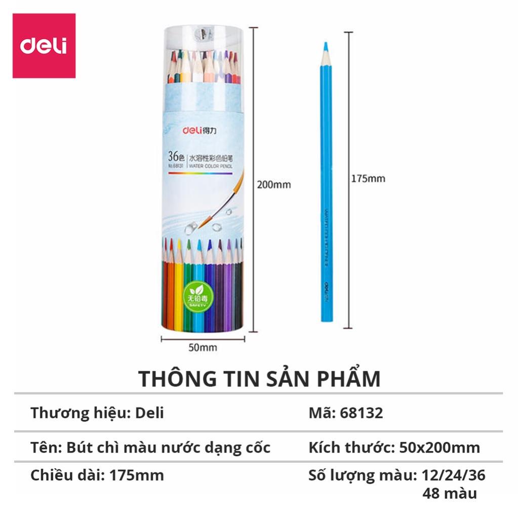 Bút chì màu nước Deli cao cấp dạng cốc 12/24/36/48 màu - 68129/ 68130/ 68131/ 68132