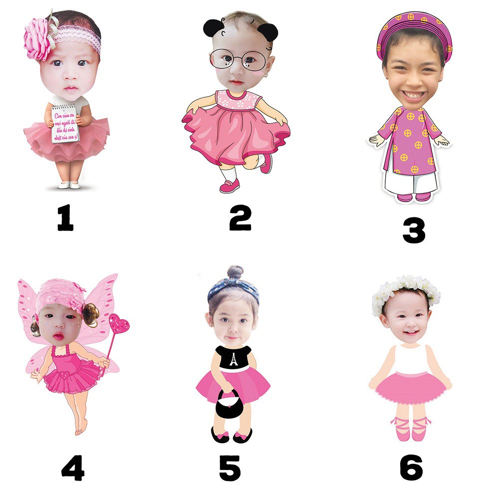 Chibi sinh nhật cho bé gái, trang trí thôi nôi, sự kiện dễ thương cao 30cm
