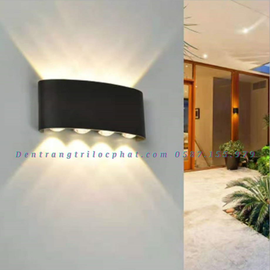 Đèn tường, đèn led gắn tường tia hắt 2 đầu trang trí phòng khách, phòng ngủ, ban công, cầu thang chống nước