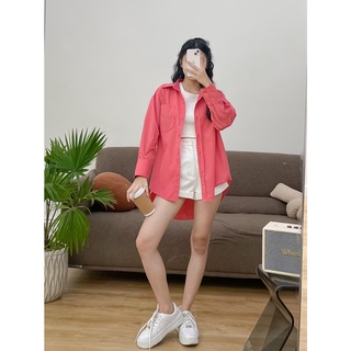 ÁO SƠ MI OVERSIZE BASIC ZAREEN SOM55 - HỒNG