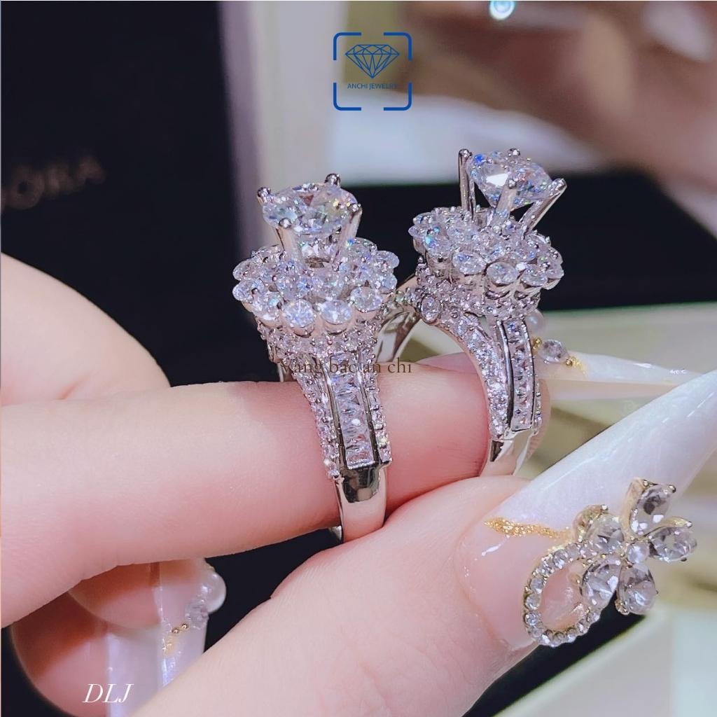 Nhẫn nữ xi bạch kim mặt đá cao sang chảnh, chuẩn bạc ý 925 - Anchi jewelry