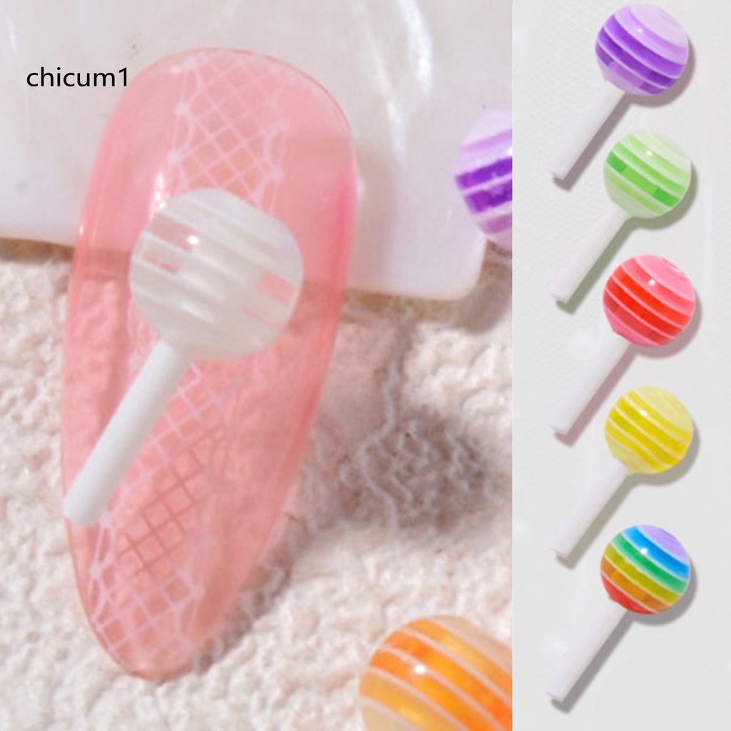 [Hàng mới về] 5 Phụ kiện trang trí móng tay hình kẹo mút 3d dễ thương