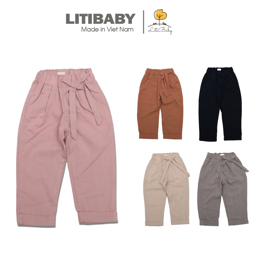 Quần kaki nơ đũi đi học đi chơi cho bé sz 2-12 hiệu litibaby