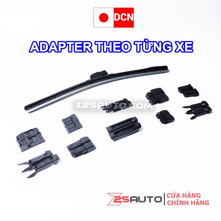 Gạt mưa ô tô DCN Hybrid Nhật Bản chính hãng đủ kích thước và adapter theo từng hãng xe hơi
