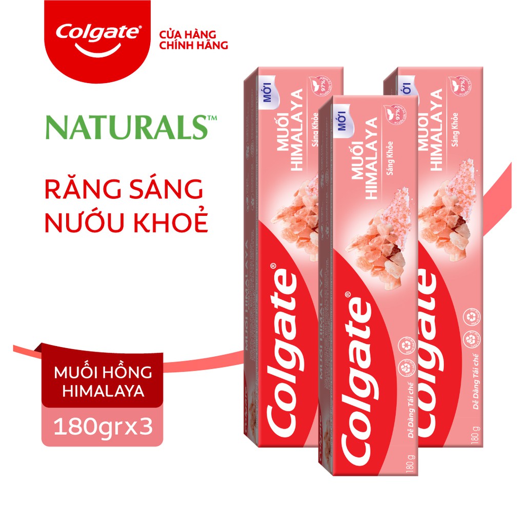 Bộ 3 Kem đánh răng Colgate thiên nhiên muối hồng Himalaya 180g
