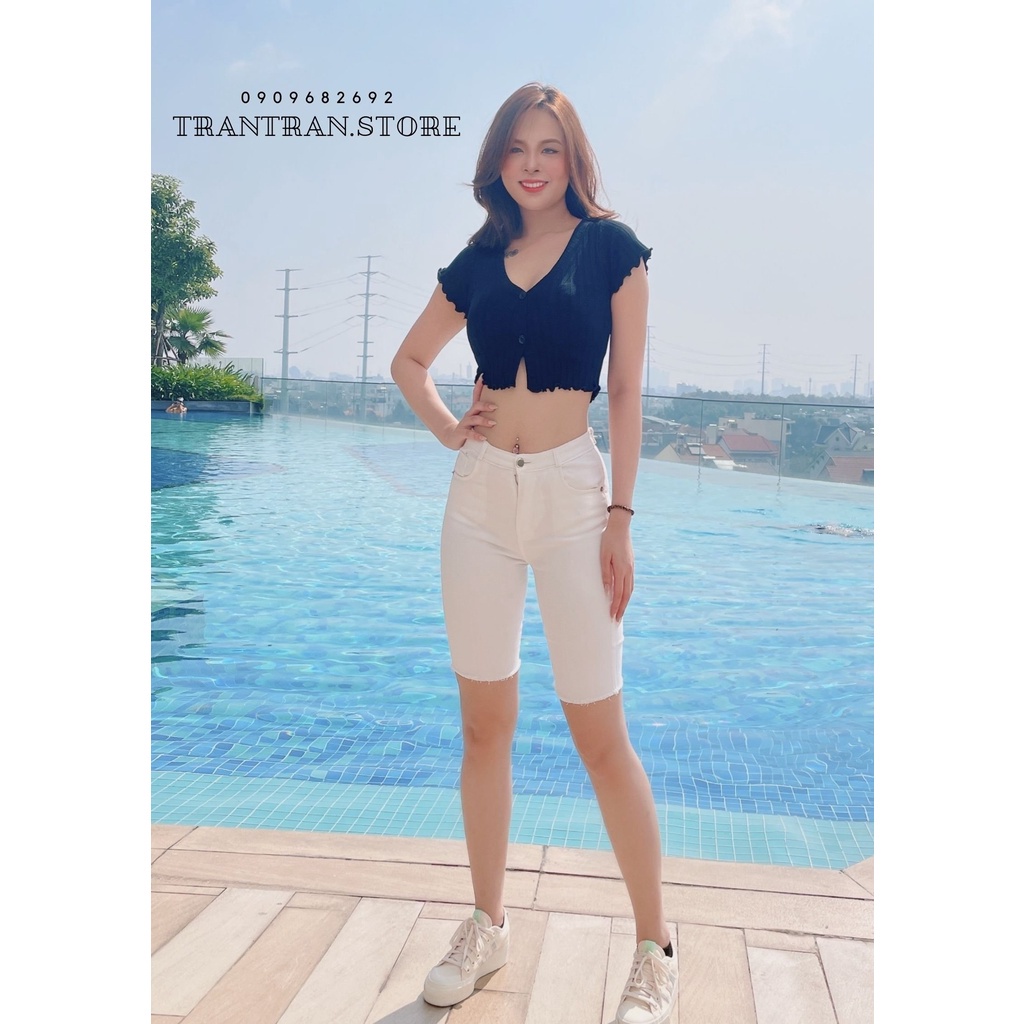 Quần short quần lửng nữ ngố cạp cao chất kaki jean ôm dáng siêu đẹp có giãn