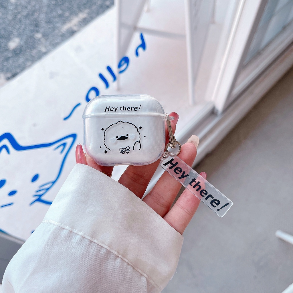 Vỏ Bảo Vệ Hộp Sạc Tai Nghe Bluetooth AirPods 1 2 pro 3 2021 gen3 Bằng Silicon TPU Mềm Trong Suốt Hình Động Vật Chống Thất Lạc