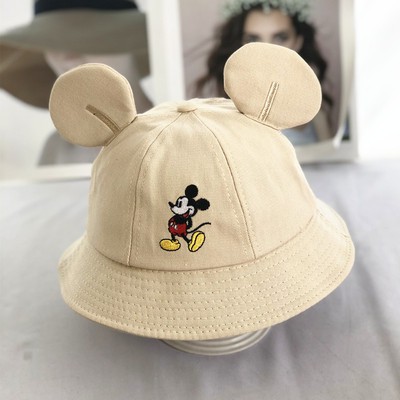 Mũ rộng vành in họa tiết hoạt hình phối tai chuột Mickey đáng yêu xinh xắn dành cho trẻ em