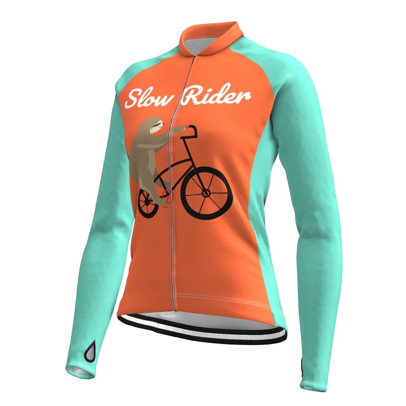 21Grams Áo đi xe đạp dài tay dành cho nữ Spandex Màu cam Sloth Bike Top Xe đạp leo núi MTB Xe đạp đư