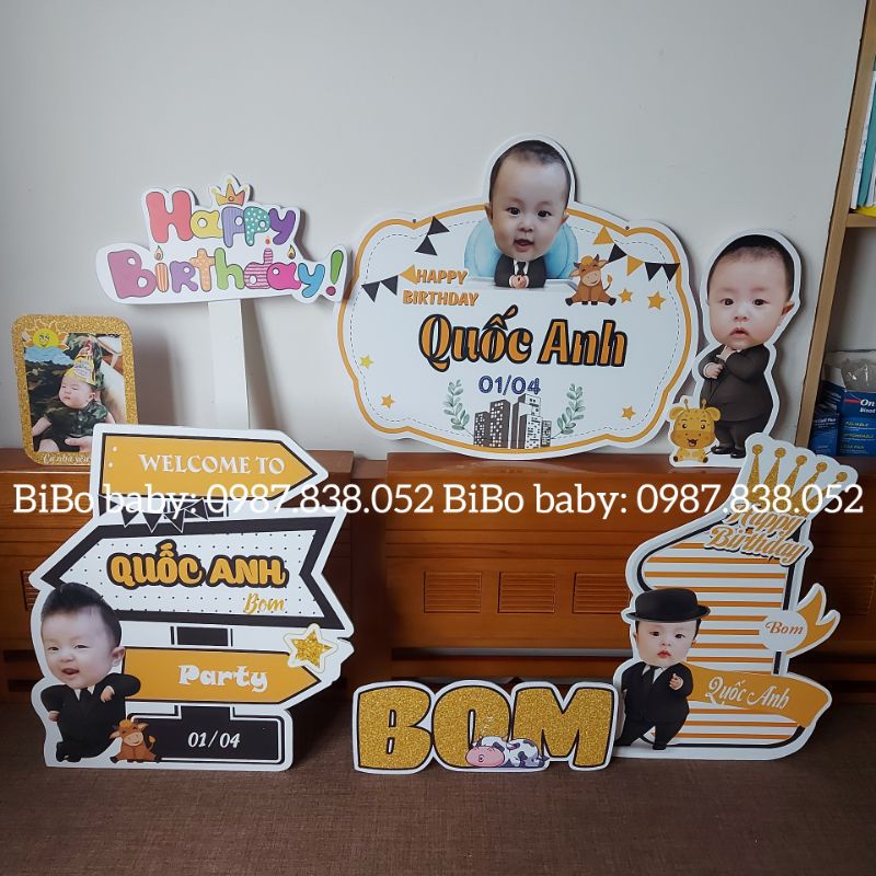 Combo banner, chibi, tên để bàn, cây welcome thiết kế theo yêu cầu -BiBo baby