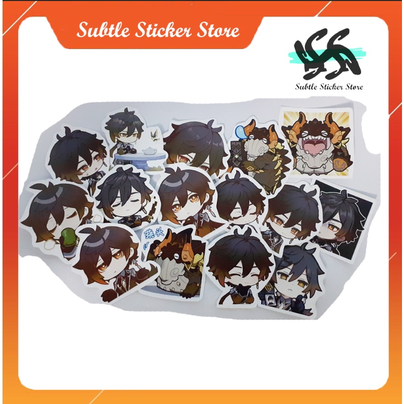 - Set 10/15/20/30 Sticker Zhongli/Nham thần game Genshin Impact  hình dán trang trí  siêu đẹp