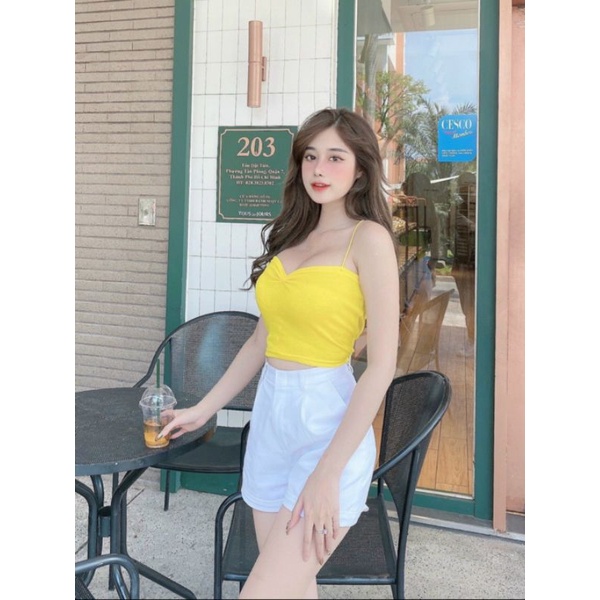 Áo croptop 2 dây sợi bún nhíu ngực