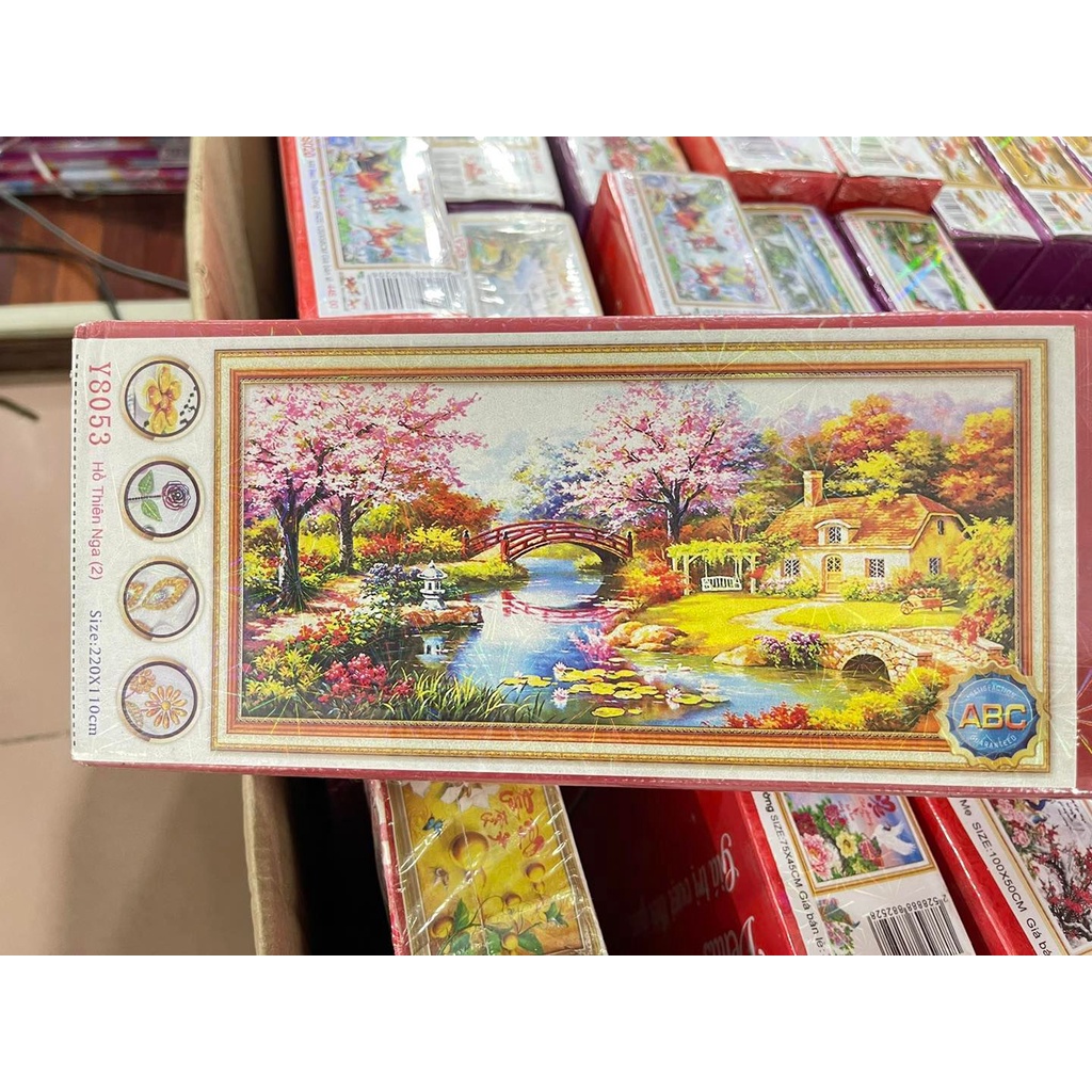 Tranh đính đá ngôi nhà tổ ấm 220cmx110cm - Tranh chưa đính và chưa có khung