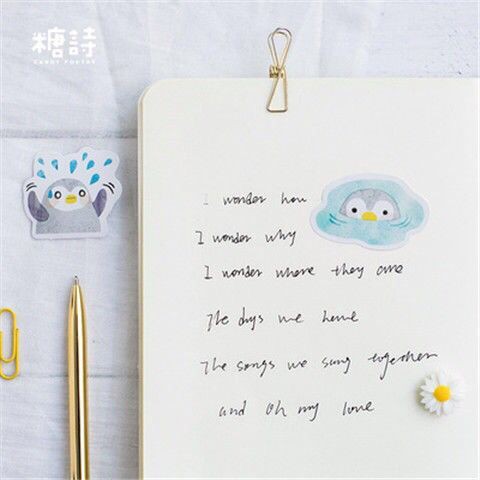 45 cái / túi nhãn dán trang trí nhật kí hình chim cánh cụt dễ thương