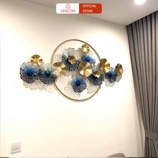 Tranh sắt treo tường nghệ thuật, trang decor trang trí hoa xanh cao cấp - 2127