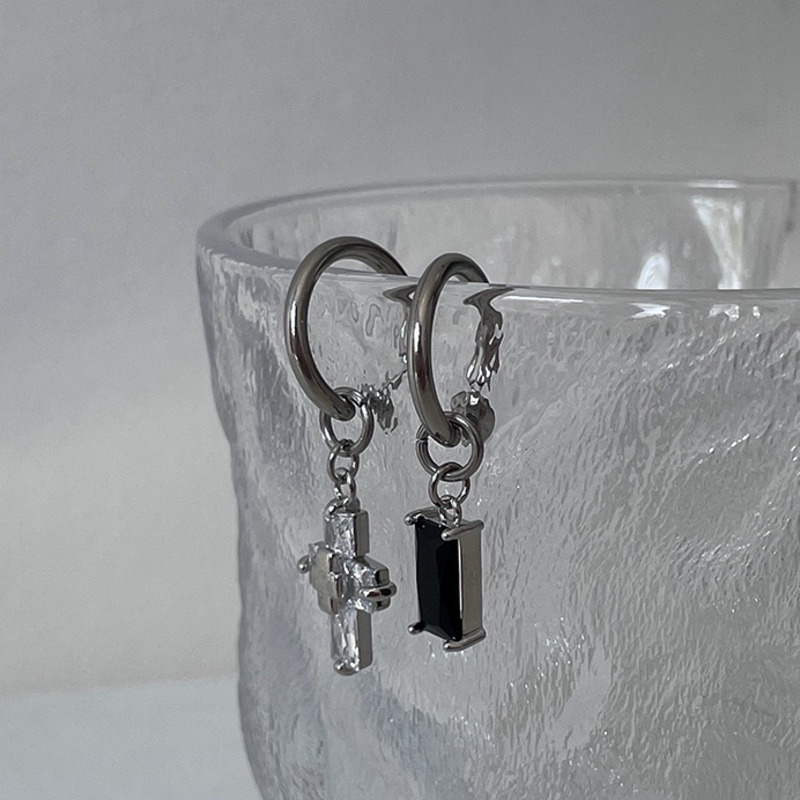 Bông Tai Hình Thánh Giá Đính Đá Zircon 19A1335 Phong Cách Hip Hop Thời Trang Cho Nam Và Nữ