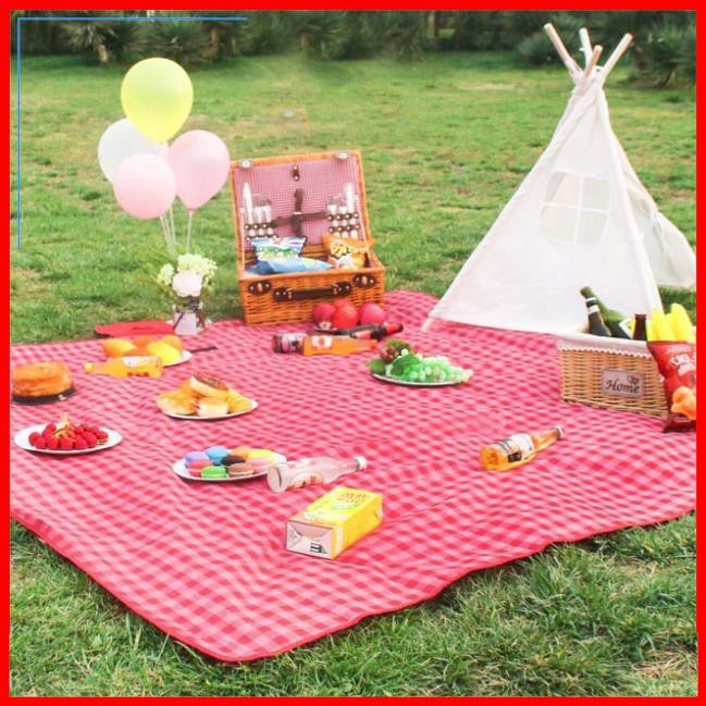THẢM DÃ NGOẠI, DU LỊCH, PICNIC CAO CẤP - Chống thấm nước, họa tiết caro, gấp gọn tiện lợi - 2 kích thước