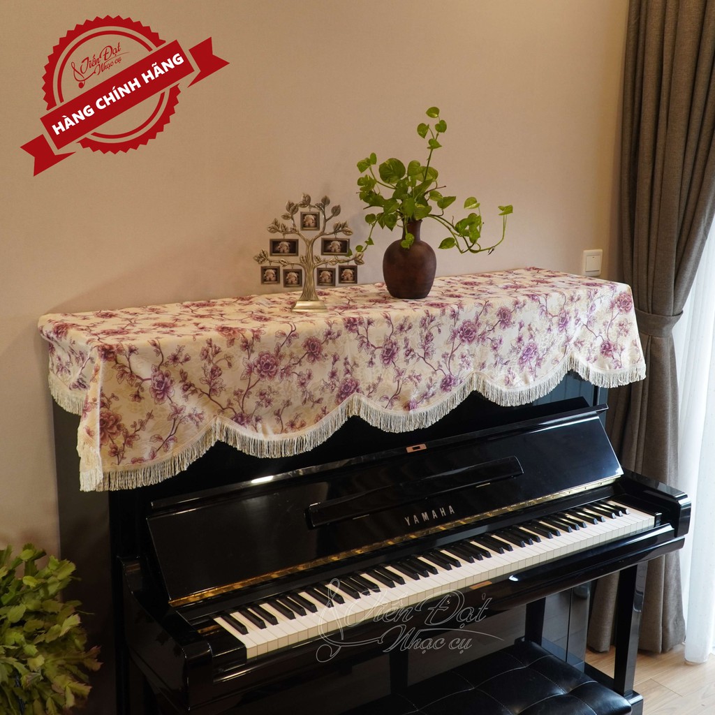 Khăn Phủ Đàn Piano Vải Thô Cao Cấp Thêu Hoa Anh Đào Thanh Lịch, Sang Trọng KU-17