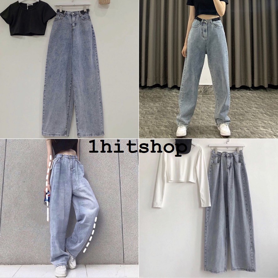 [Mã WARUN27 giảm 12k đơn 99k] Quần Jean Ống Rộng EO KIỂU Unisex 1hitshop