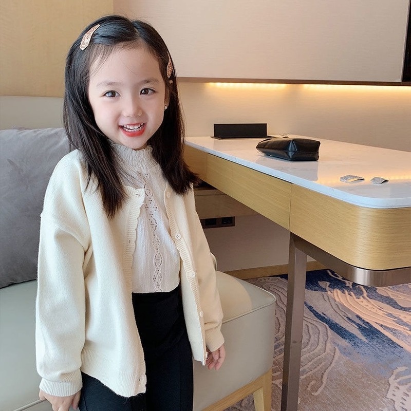 Áo thun cổ phối ren thời trang mùa thu hàn quốc dành cho bé gái
