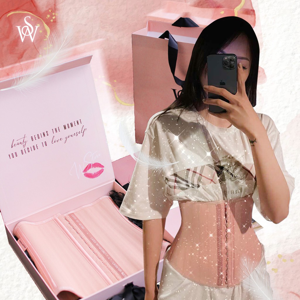 Latex Hồng WSTORE 27 Xương Giảm Eo Sau Sinh & Sau Hút Mỡ - Gen Nịt Bụng Latex Chuẩn Chính Hãng
