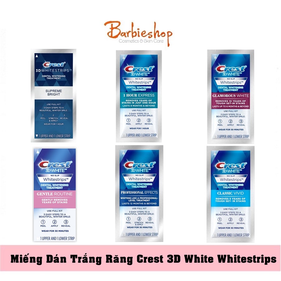 Miếng dán trắng răng Crest 3D White Whitestrips [Hàng Mỹ]