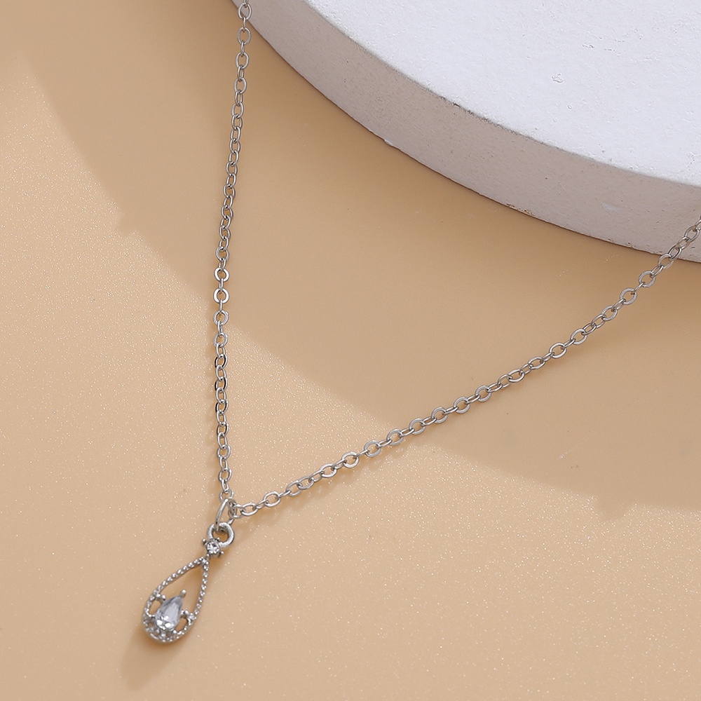 Vòng cổ Mạ Bạc Mặt Hình Giọt Nước Phong Cách Vintage