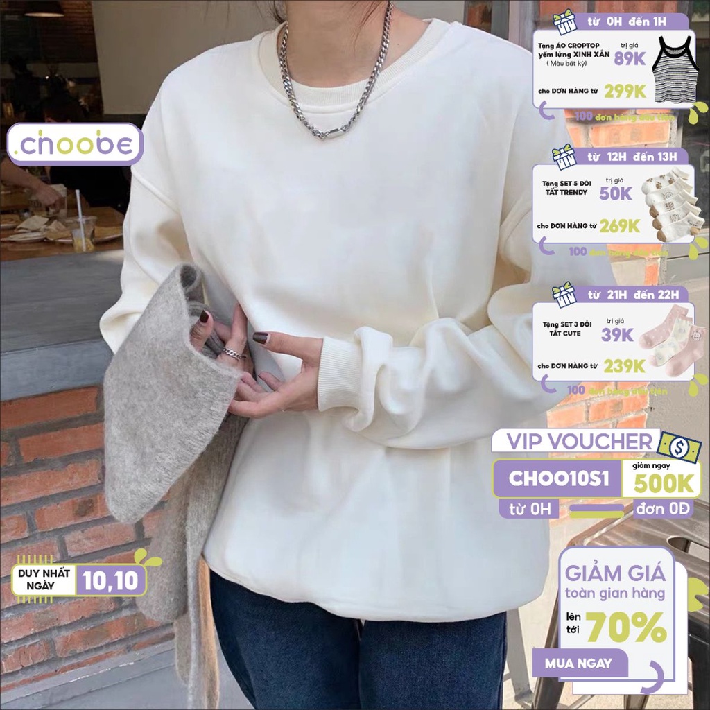 Áo hoodie nữ Choobe form rộng Unisex trơn chất nỉ bông dày dặn vải cao cấp ấm áp phong cách oversize A16