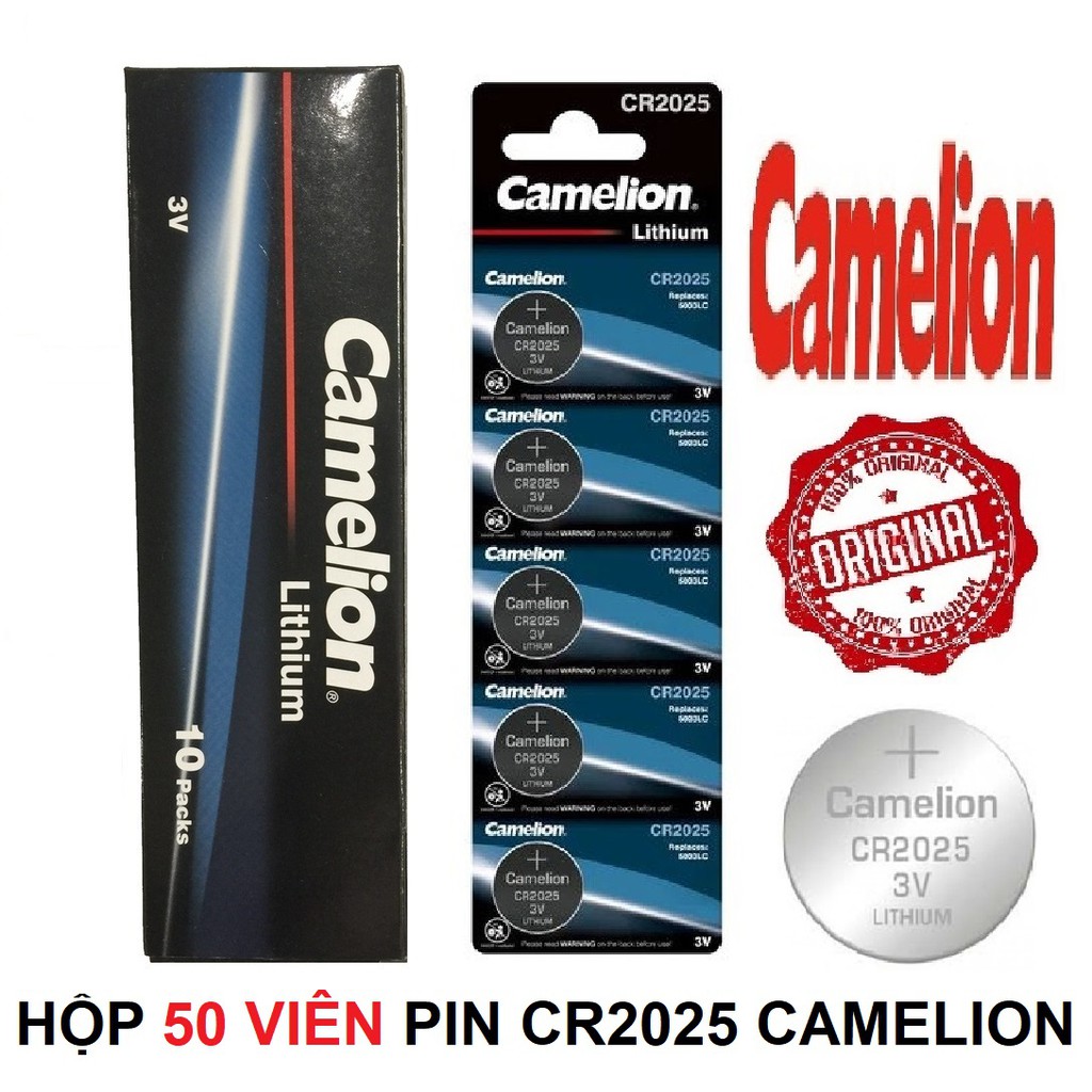 Hộp 50 viên pin CR2025 3V CAMELION CR-2025 2025 3 Vol (Hàng hãng)