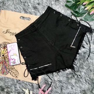 Quần short kaki kiểu dây kéo hai bên cột dây ảnh thật