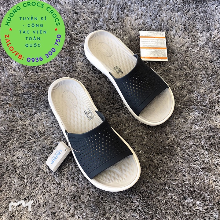 DÉP LÊ CROCS LITERIDE CHO CẢ NAM VÀ NỮ MÀU XÁM NHẠT chuẩn xịn full box
