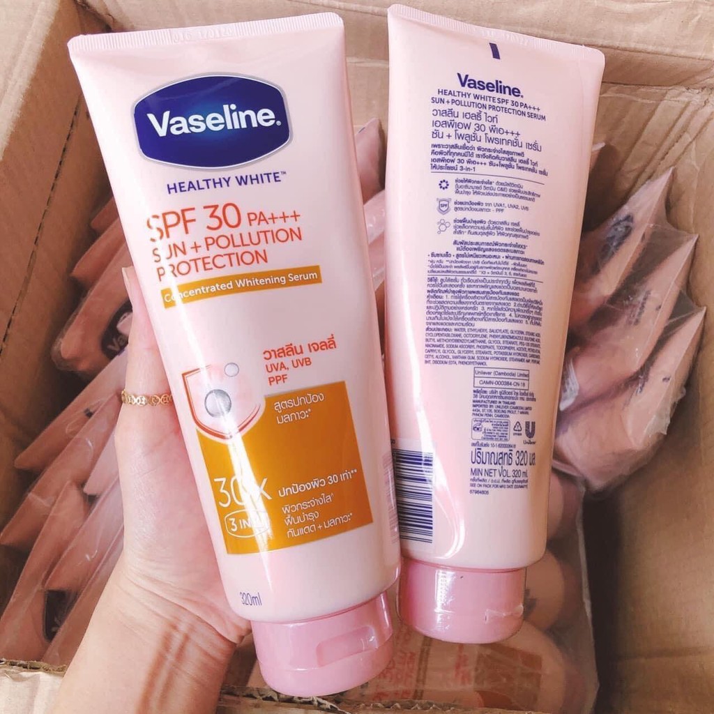 Dưỡng thể Vaseline 30X trắng da chống nắng  Healthy Bright SPF30 - Tuýp 320ml