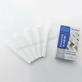 Phấn trắng vuông Tân Hà - Hộp 10 thanh dành cho bảng từ xanh