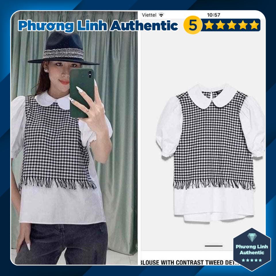 Áo sơ mi Zara phối Tweed Auth new tag có sẵn 2478/262 2478262