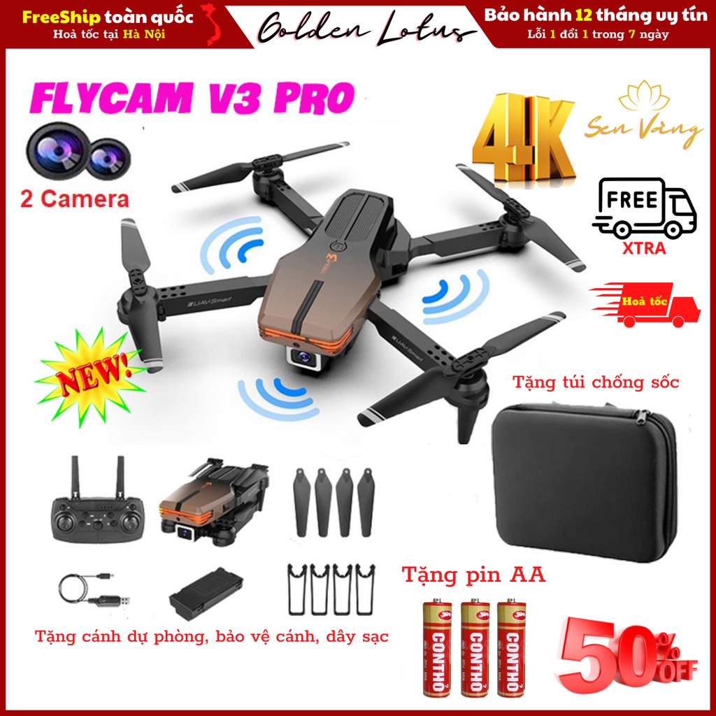 Flycam giá rẻ tại Hà Nội mua Flycam V3 tặng kèm pin điều khiển AA, cánh dự phòng, túi chống sốc, phụ kiện bảo vệ
