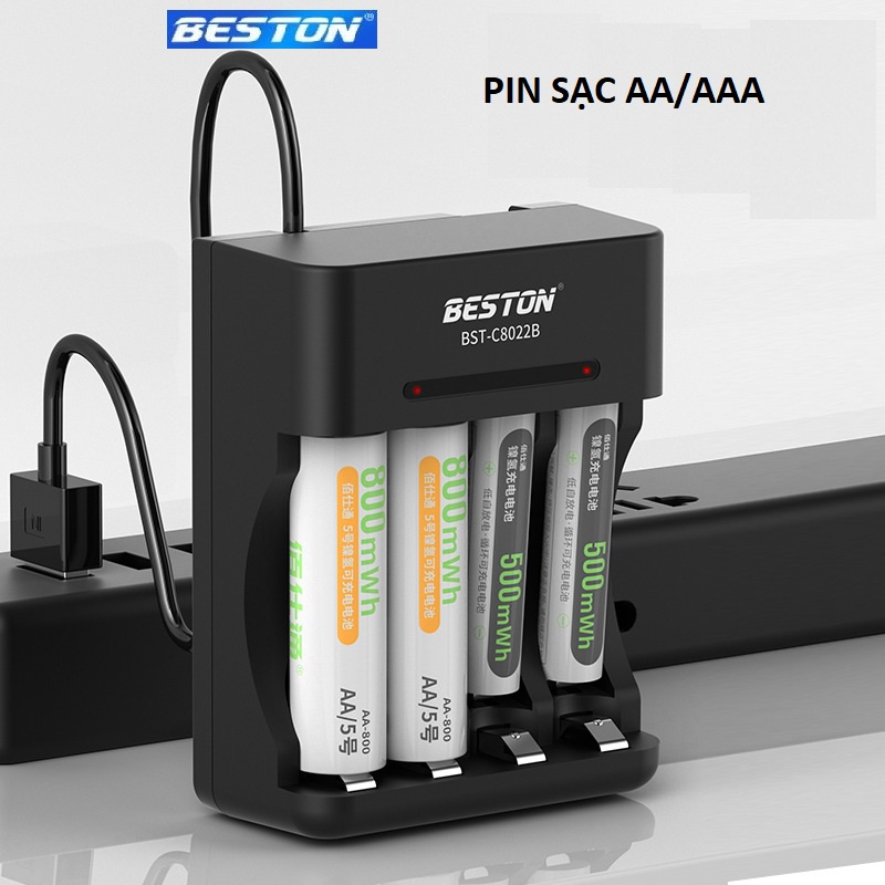 Bộ Pin Sạc AA AAA BESTON Dung lượng 2800mWh nội địa Trung dùng cho micro karaoke, đồ chơi, đồng hồ, đèn pin, máy ảnh