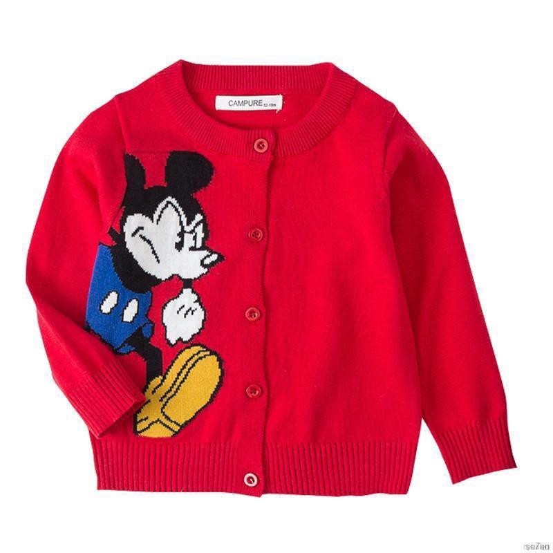 ruiaike  Kids Sweater Spring/Autumn Baby Boy Girl Cardigan Cartoon Mickey Knitted Button Pullover