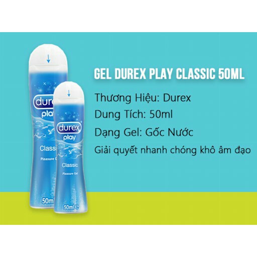 [Combo 2 tuýp] Gel bôi trơn Durex Play Classic 50ml - Cho cảm xúc thăng hoa + Tặng 1 hộp bao cao su Durex 3 bao