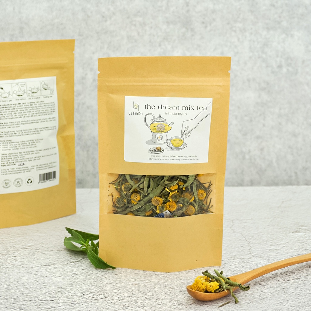 The Dream Mix Tea - Trà Ngủ Ngon Là Nhiên, thảo mộc dưỡng nhan, thuần tự nhiên, lọ thuỷ tinh