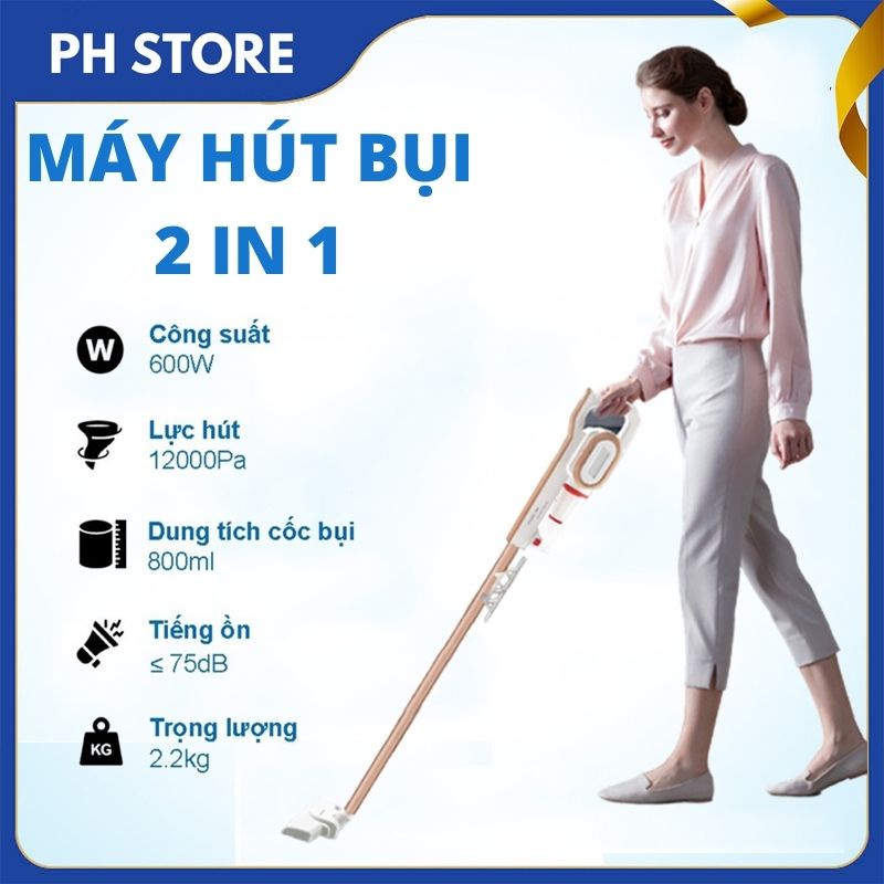 Máy hút bụi cầm tay Deerma DX700 không dây, 2 chức năng hút và lau, lực hút mạnh, dễ tháo nắp, tiếng ồn nhỏ, nhiều đầu